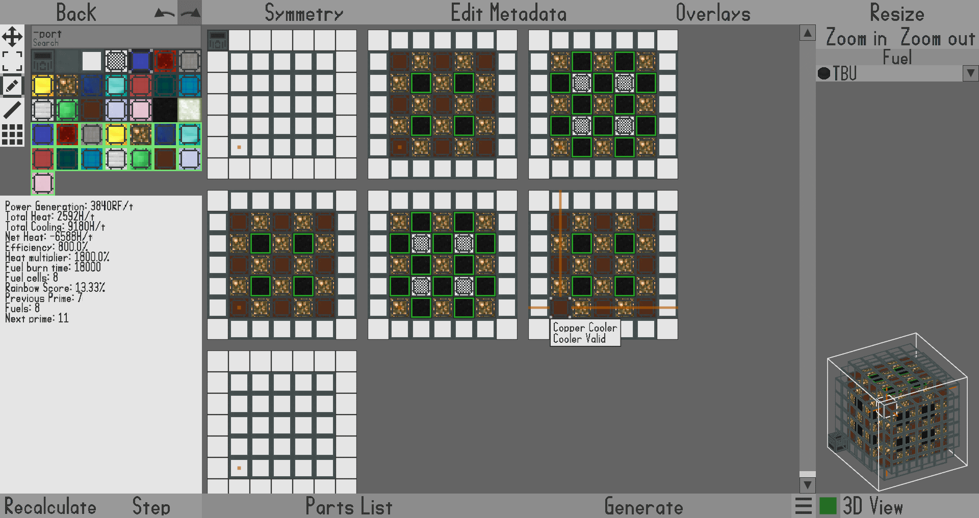 The NuclearCraft Plannerator editor window